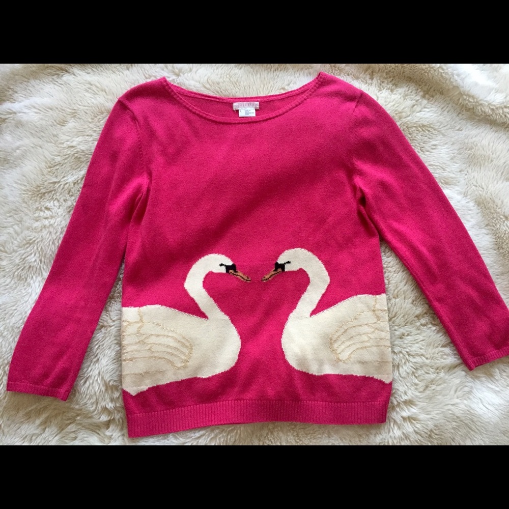 Pink swan scoop neck sweater